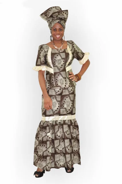 2pc Brown and Beige African Print Skirt Set denim skirt casual