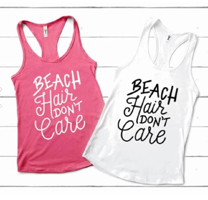 Beach Hair Don't Care Tank glitter tank top