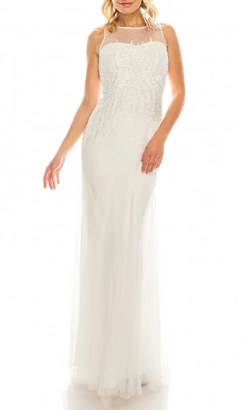 Adrianna Papell - 91892190 Sleeveless Beaded Illusion Long Dress Tunics Luxurious premium