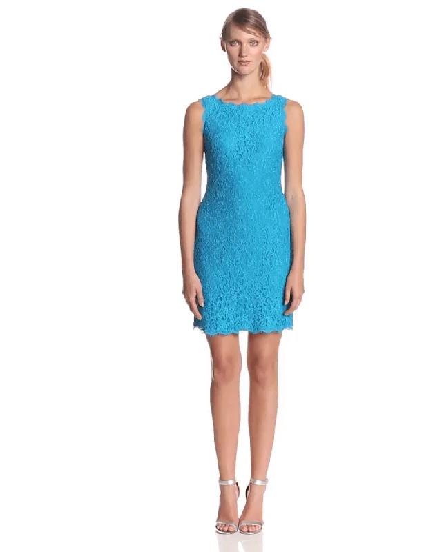 Adrianna Papell - 41871750SC Sleeveless Scallop Fitted Dress Tunics Lace romantic