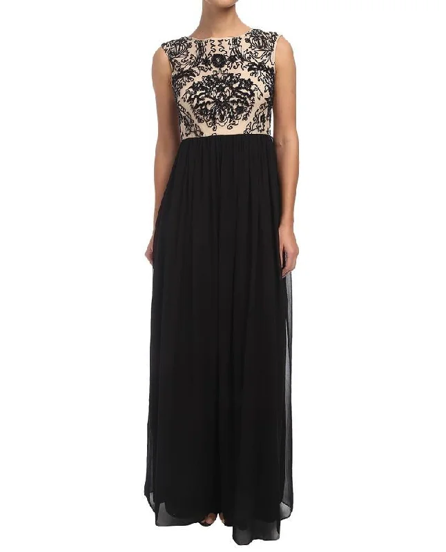 Adrianna Papell - Sleeveless Beaded Chiffon A-line Dress 91899340SC Boatneck Modish Everyday