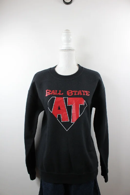 Vintage Ball State Sweatshirt (S) Hoodie with Pattern Geometric Abstract