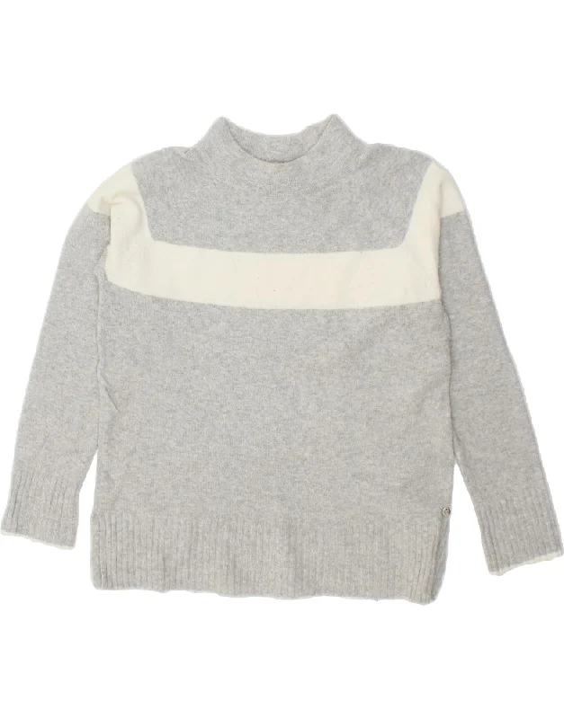 JOULES Womens Turtle Neck Jumper Sweater UK 12 Medium Grey Colourblock Modern Contemporary Chic