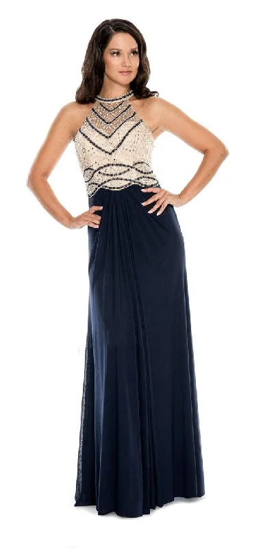 Decode 1.8 - Geo-Motif Illusion Halter Neck Evening Dress 183986SC Pencil Office Professional