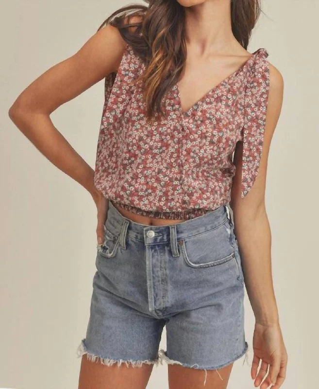 Floral Tank Blouse In Mauve summer tank top