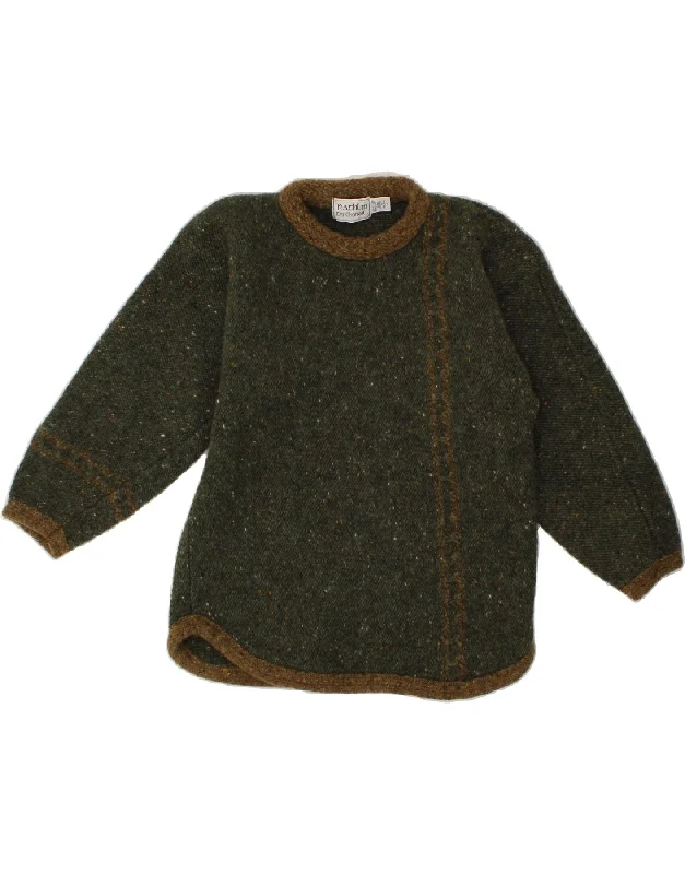 VINTAGE Womens Crew Neck Jumper Sweater UK 10 Small Green Flecked New Wool Boxy Sweater Fitted Sweater A-Line