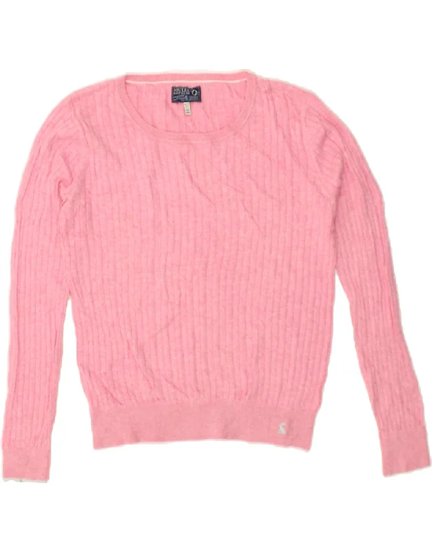 JOULES Womens Boat Neck Jumper Sweater UK 10 Small Pink Cotton Bright Pastel Dark