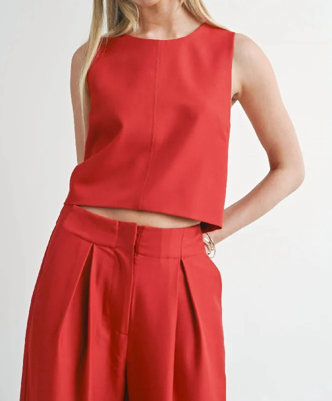 Eileen Tank In Garnet ribbed tank top