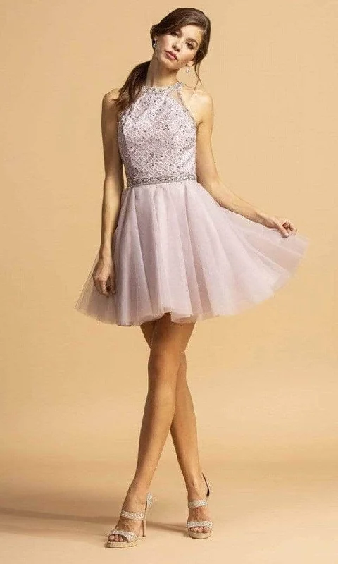 Aspeed Design S2095 - Halter Tulle Cocktail Dress Maxi Flowy Bohemian