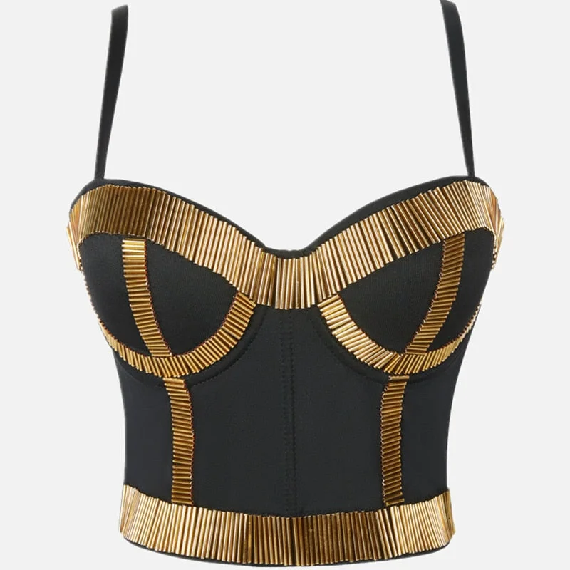 Women Corset Crop Tops | Streetwear Beading Diamond Push Up Bra Casual Tank Top casual tank top