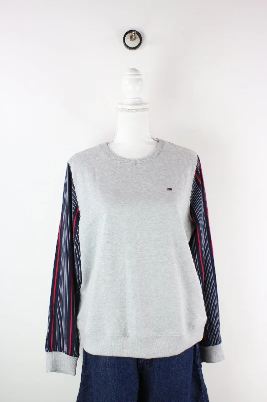 Vintage Tommy Hilfiger Sweatshirt (L) Hoodie with Drawcord Adjustable Secure