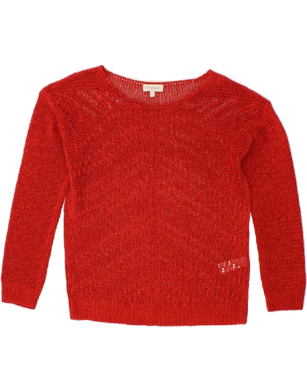 MONSOON Womens Boat Neck Jumper Sweater UK 14 Medium Red Acrylic Stretchy Elastic Breathable