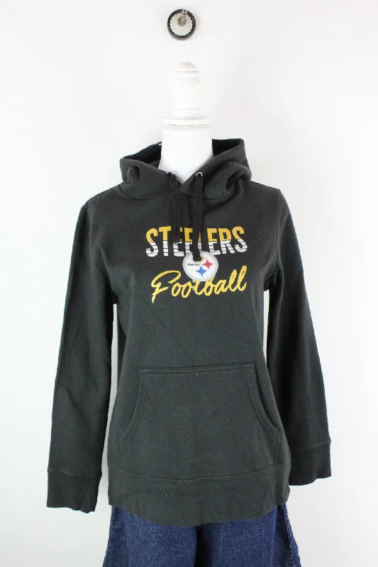 Vintage Steelers Hoodie (M) Hoodie with Contrast Stitching Detailed Premium