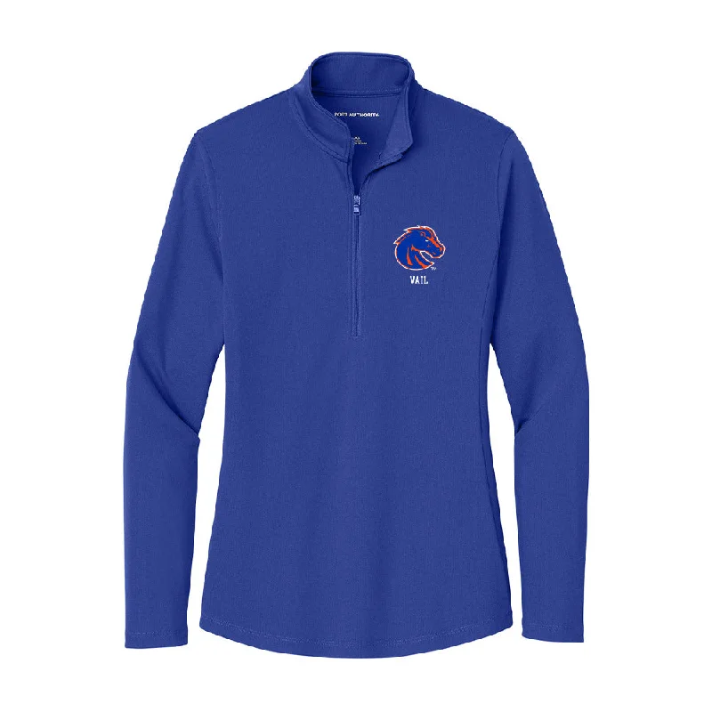 Boise State - NCAA Women's Soccer : Evva Vail - Women's Lightweight Quarter Zip Jacket Knit Fabric Woven Fabric Fleece Fabric