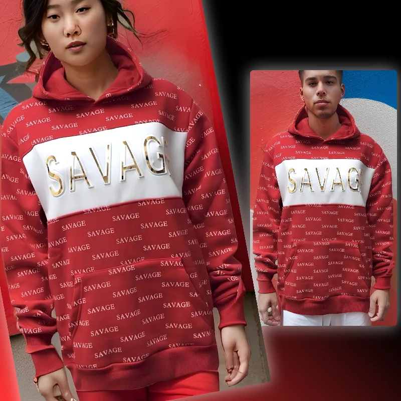 ^INFAMOUS BLACK SHEEP^ ~SAVAGE~ *3D PRINT* PULLOVER HOODIES FOR WOMEN Hoodie with Hem Patch Decorative Personalized