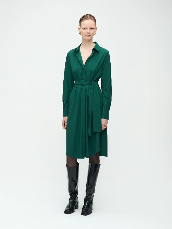 Layla Dress Technical Jersey | Green Soft Jersey Shirt