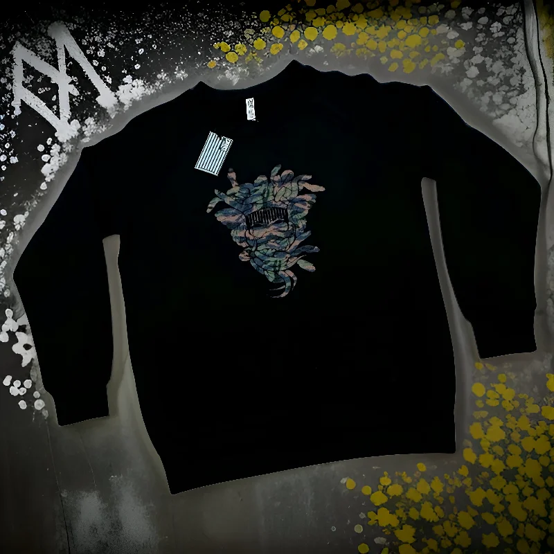 *CROOKS & CASTLES* (BLACK) ~BANDUSA~ CREWNECK SWEATSHIRT FOR WOMEN Hoodie with Embroidery Detailed Premium