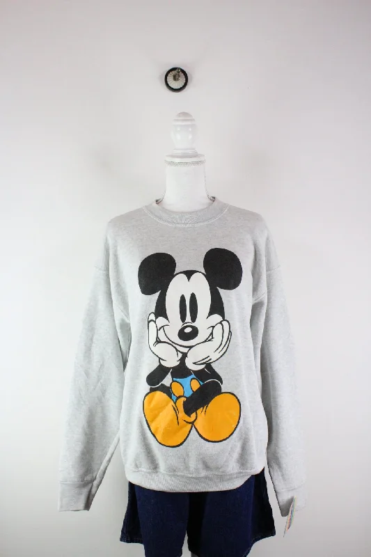 Vintage Mickey Mouse Sweatshirt (L) Hoodie with Elastic Cuffs Stretchable Comfortable