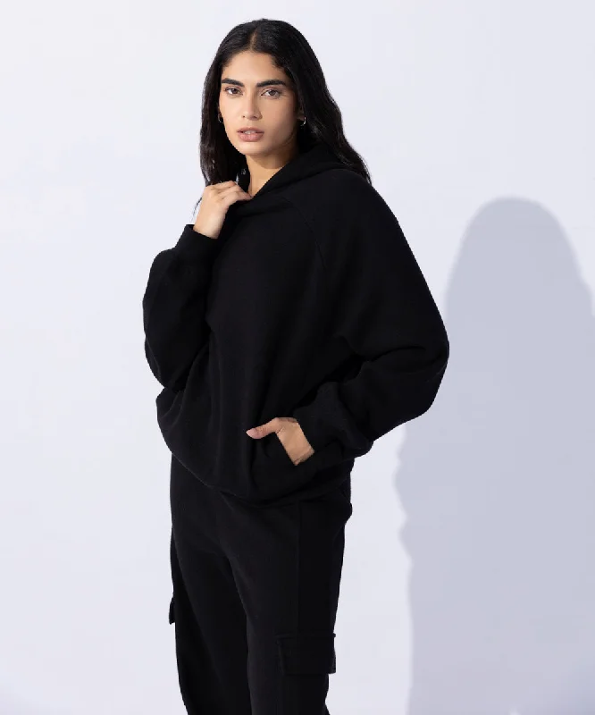 Raised Ribbed Hoodie Hoodie with Thumb Holes Functional Cozy