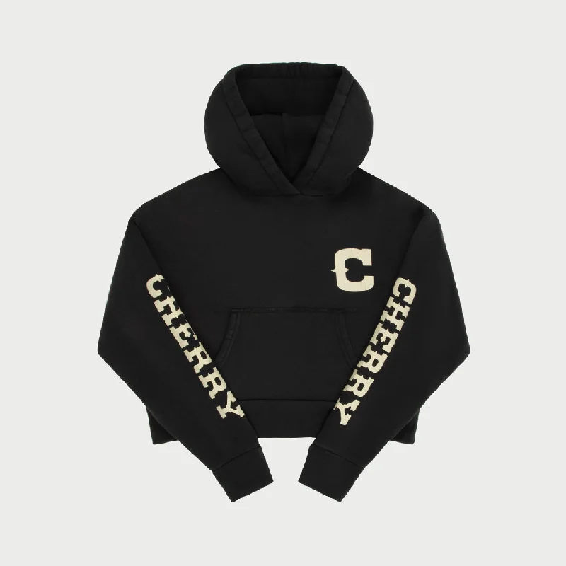 Women's Cropped Hoodie (Vintage Black) Hoodie with Pastel Soft Subtle