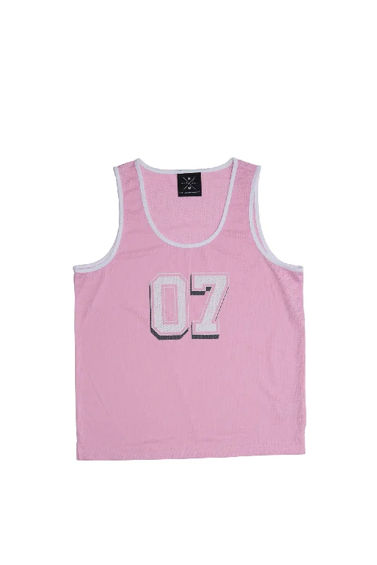 Graphic Crew Neck Sleeveless Jersey Metallic Jersey Tee