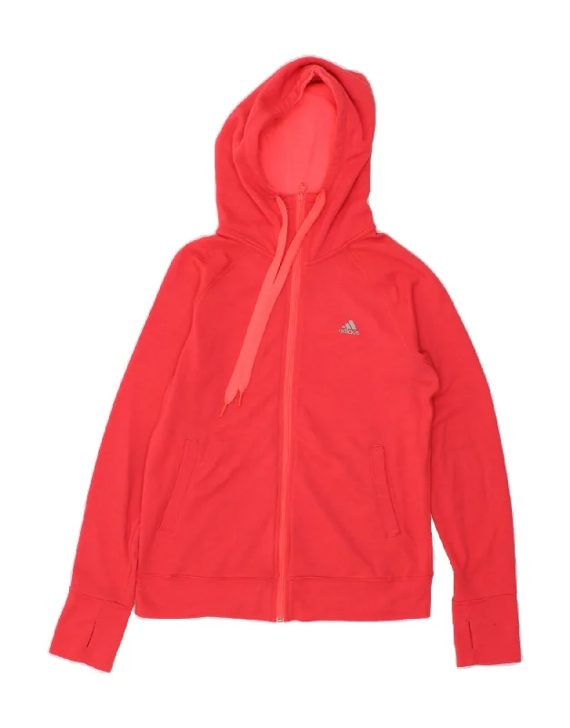 ADIDAS Womens Climalite Zip Hoodie Sweater UK 14 Medium Red Plaid Sweater Polka Dot Checkered