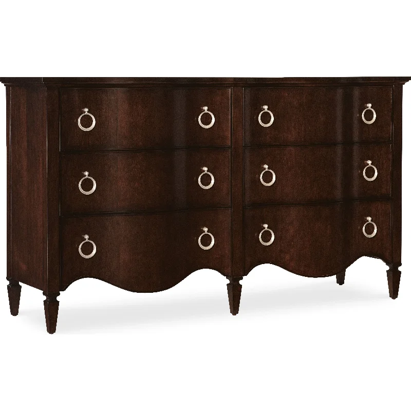 Bella Donna Six-Drawer Dresser - Dark Wood Tunics Vintage classic