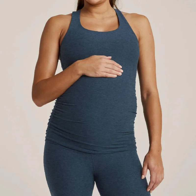 Spacedye Bases Covered Maternity Tank In Navy trendy tank top