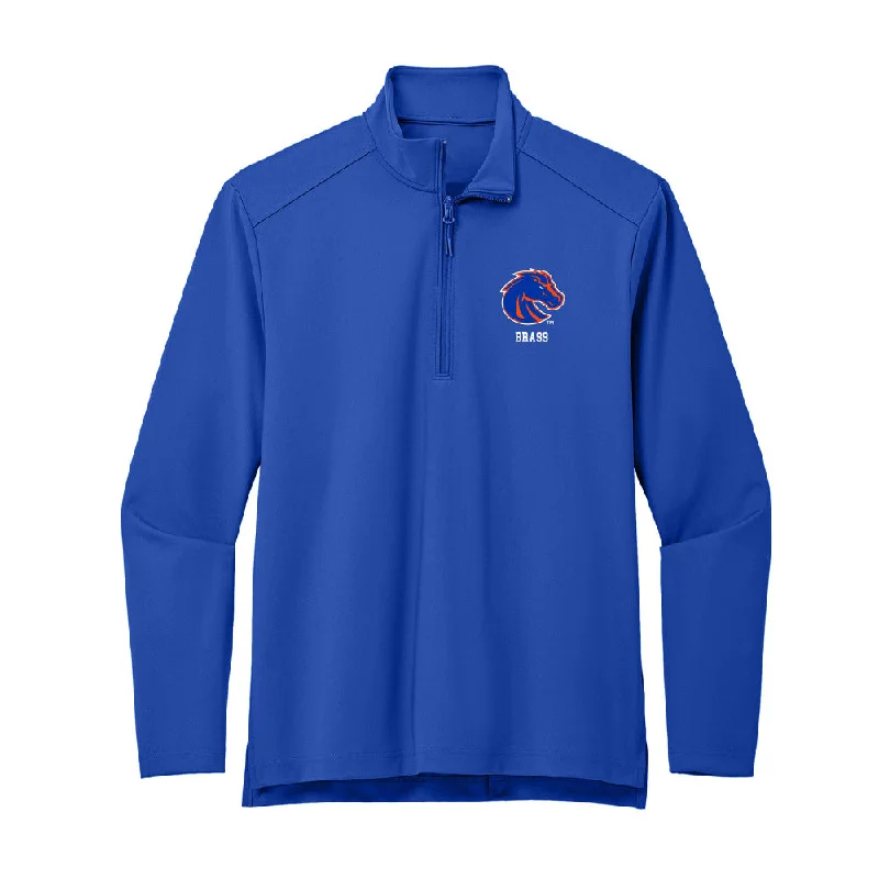 Boise State - NCAA Women's Soccer : Jazmyn Brass - Premium Quarter Zip Jacket Cotton Fabric Linen Fabric Terry Fabric