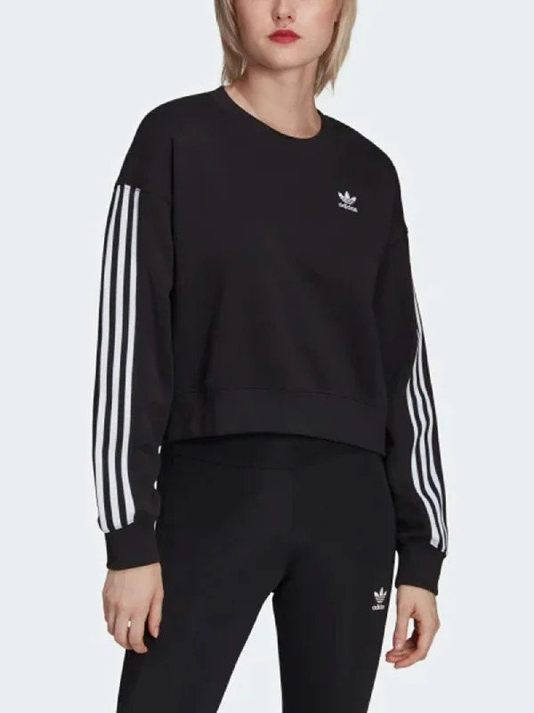 Adicolor Classics Black Crewneck Sweatshirt Hoodie with Metallic Shiny Futuristic