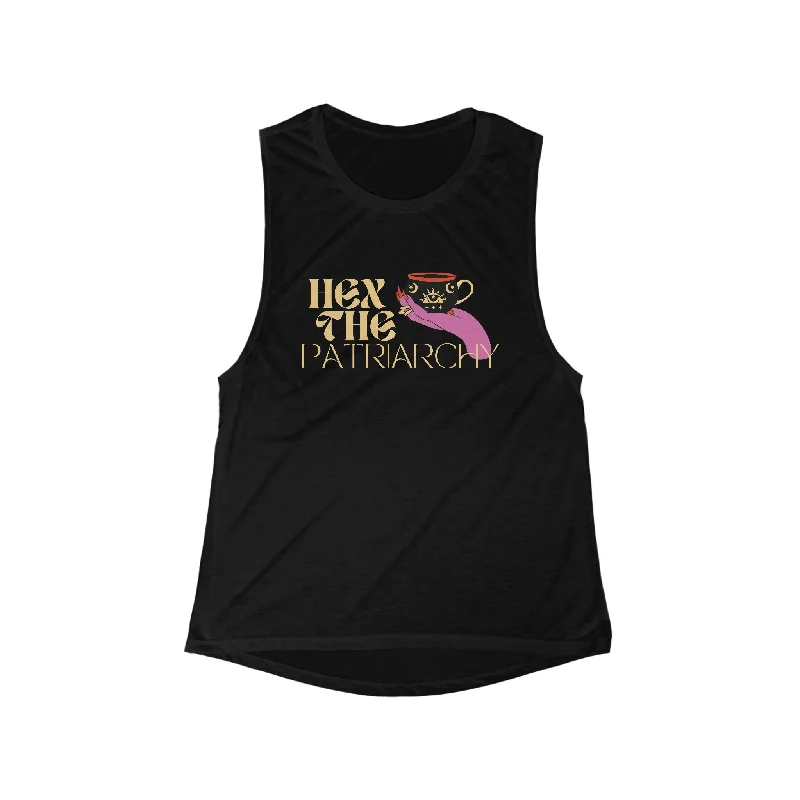 Hex the Patriarchy Women's Feminist Flowy Scoop Muscle Tank grey tank top