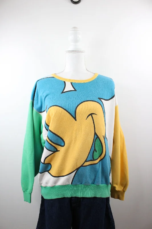 Vintage Mickey & Co. Sweatshirt (S) Hoodie with Color Block Contrast Stylish