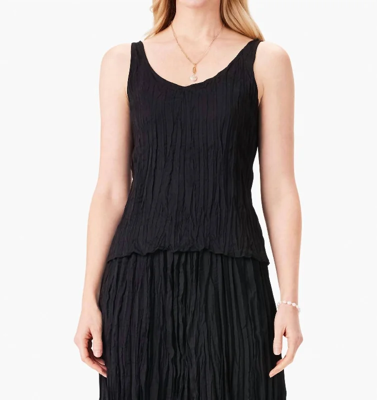 Crinkle Crush Tank In Black pastel tank top