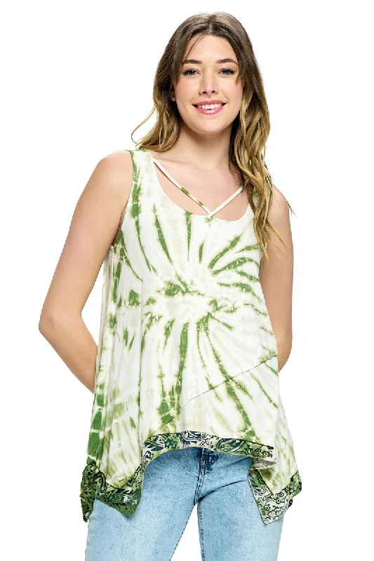 Tank Top Groovy Tie Dye Burnout comfortable tank top