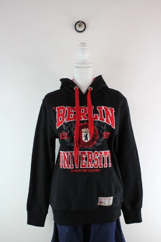 Vintage Berlin University Hoodie (M) Hoodie with Magnetic Closure Innovative Modern