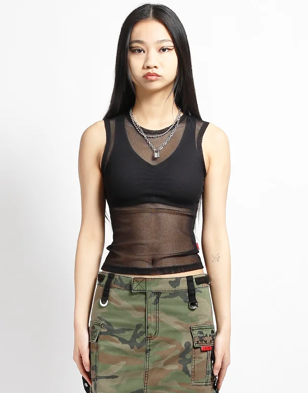 TANK FISHNET navy tank top