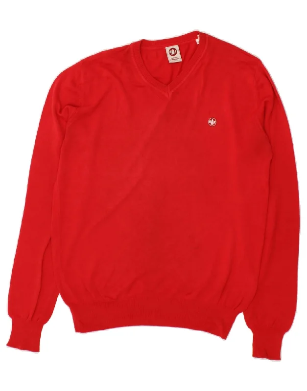 MURPHY & NYE Womens Sailmakers V-Neck Jumper Sweater UK 16 Large Red Mesh Fabric Canvas Fabric Denim Fabric