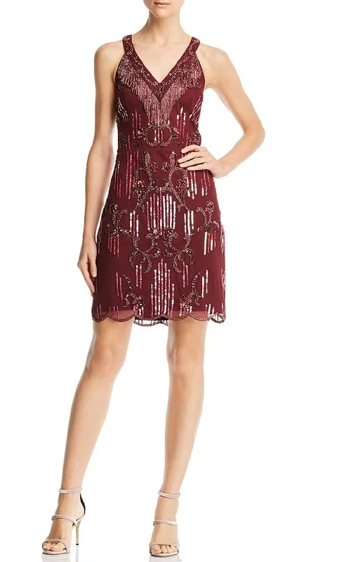 Aidan Mattox - Beaded Scallop-Hemmed Dress MD1E203302SC Tunics Velvet soft