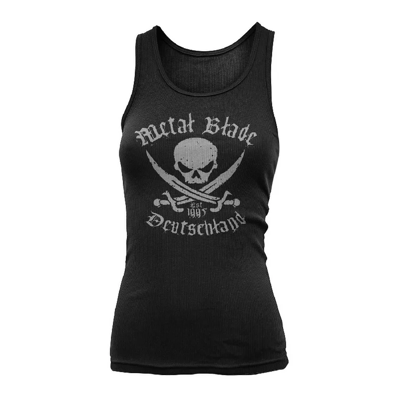 Metal Blade Records "Pirate Logo (Deutschland) - Grey on Black" Girls Tank Top layering tank top