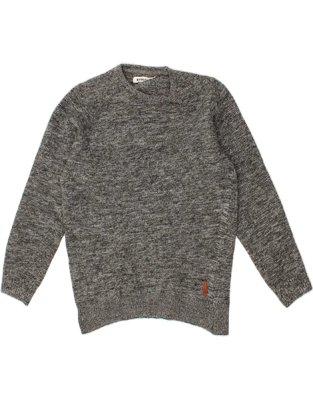 BEN SHERMAN Womens Crew Neck Jumper Sweater UK 16 Large Grey Merino Wool Fitted Slim Tailored