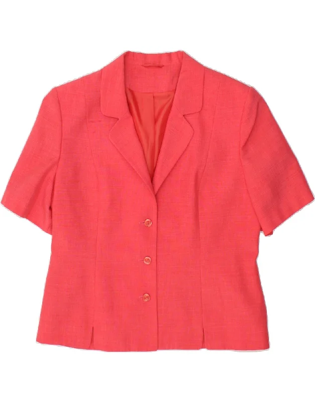 VINTAGE Womens Short Sleeve 3 Button Blazer Jacket UK 16 Large  Pink Striped Jacket Polka Dot Jacket Floral Jacket
