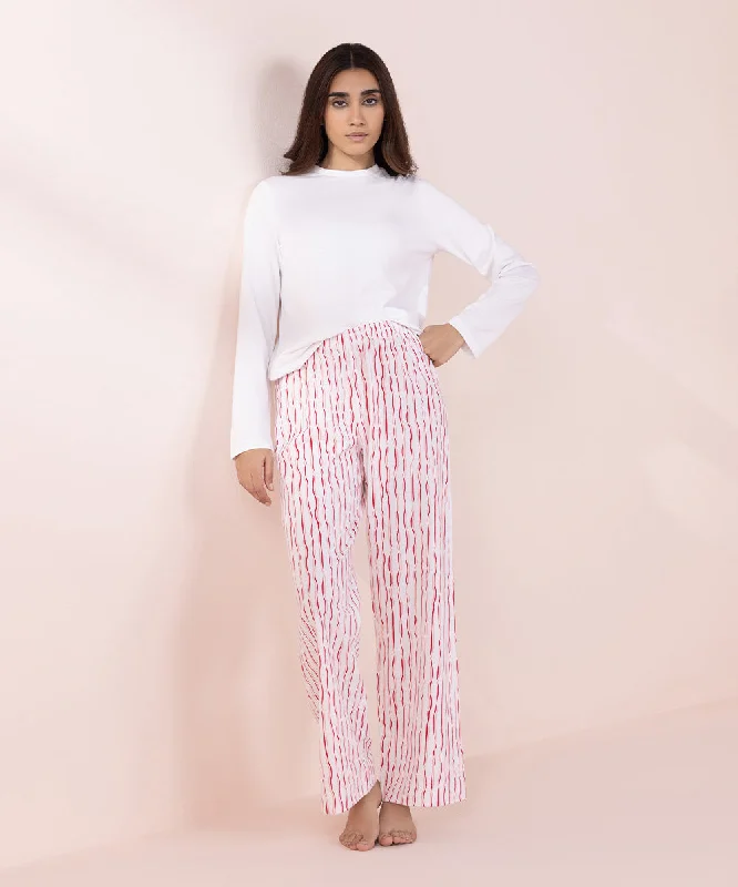 Printed Jersey Pajamas Asymmetrical Jersey Blouse