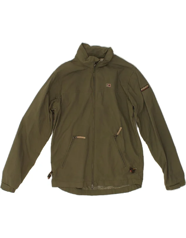 NAPAPIJRI Womens Rain Jacket UK 14 Large Khaki Polyamide Fleece Jacket Down Jacket Feather Jacket