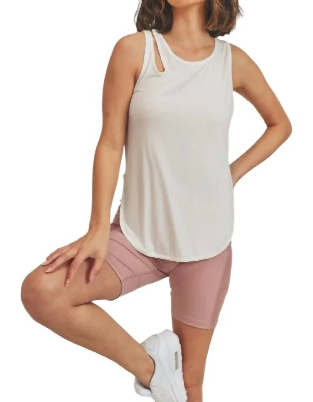 Cutout Ribbed Tank Top In White lightweight tank top