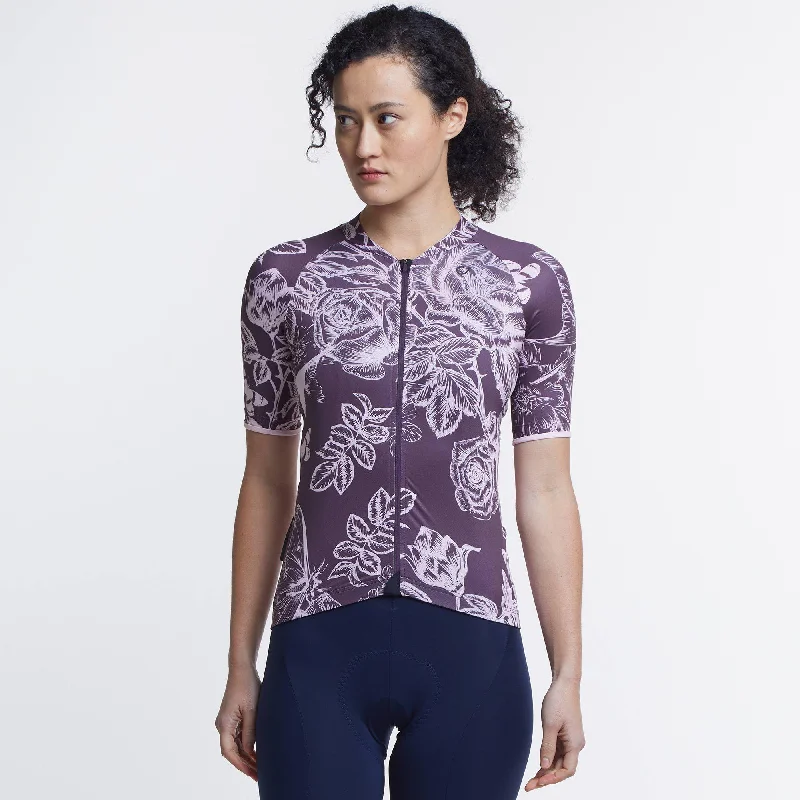 VELOCIO WOMENS LUNA FLORAL SE JERSEY DARK CHERRY Linen Jersey Top