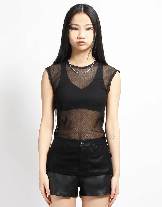MUSCLE TANK FISHNET gold tank top