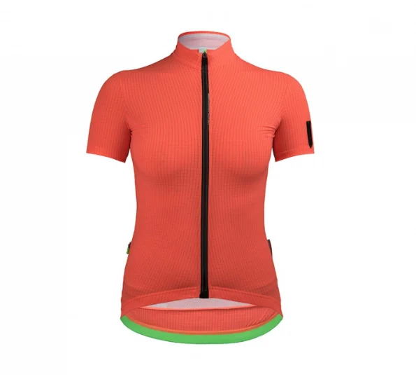 Q36.5 WOMENS JERSEY PINSTRIPE PERSIMON ORANGE One Shoulder Jersey Shirt