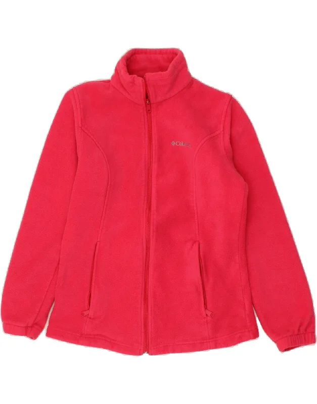 COLUMBIA Womens Fleece Jacket UK 16 Large Pink Polyester Zip Front Button Front Snap Front