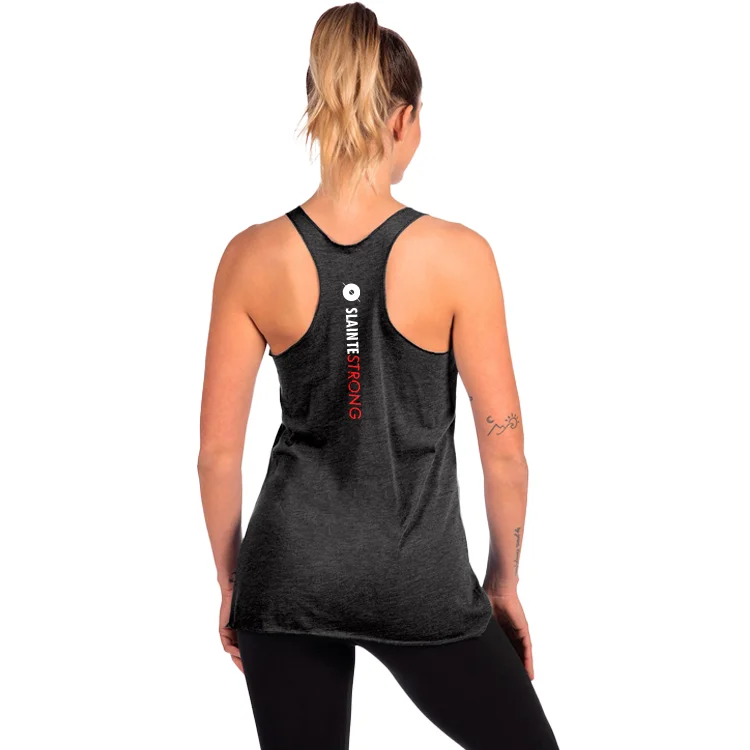 Women's Slainte Strong Triblend Racerback Tank - Black crossback tank top