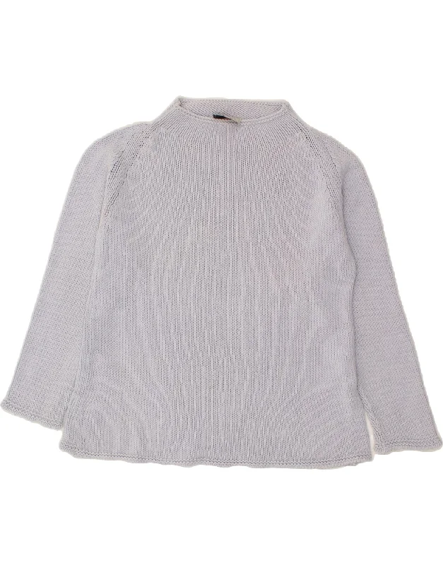 MARINA RINALDI Womens Turtle Neck Jumper Sweater UK 10 Small Blue Cotton Wool Fabric Cashmere Fabric Tweed Fabric